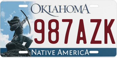 OK license plate 987AZK