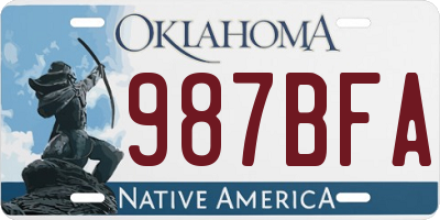 OK license plate 987BFA