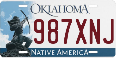 OK license plate 987XNJ
