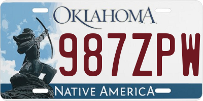OK license plate 987ZPW