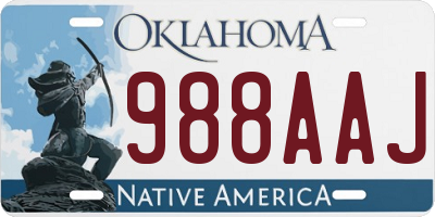 OK license plate 988AAJ