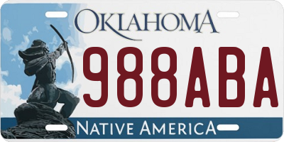 OK license plate 988ABA