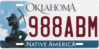 OK license plate 988ABM