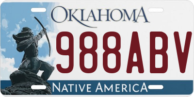 OK license plate 988ABV
