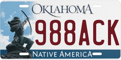 OK license plate 988ACK