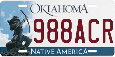 OK license plate 988ACR