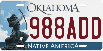 OK license plate 988ADD