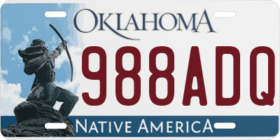 OK license plate 988ADQ