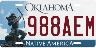OK license plate 988AEM