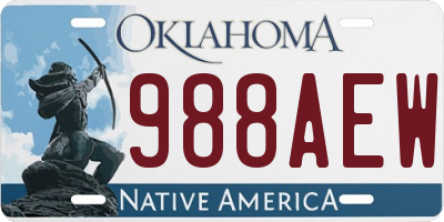 OK license plate 988AEW