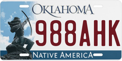 OK license plate 988AHK