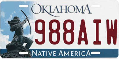 OK license plate 988AIW