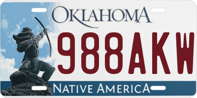 OK license plate 988AKW