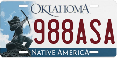 OK license plate 988ASA
