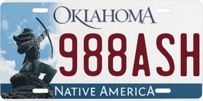 OK license plate 988ASH