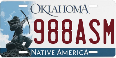 OK license plate 988ASM
