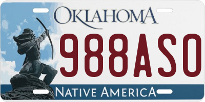OK license plate 988ASO