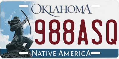 OK license plate 988ASQ