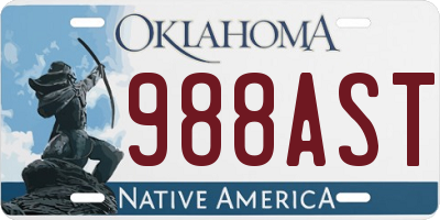 OK license plate 988AST