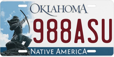 OK license plate 988ASU