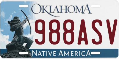 OK license plate 988ASV