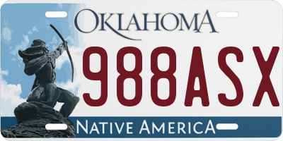 OK license plate 988ASX
