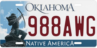 OK license plate 988AWG