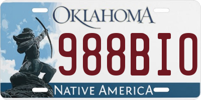 OK license plate 988BIO