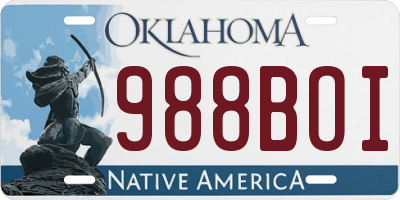 OK license plate 988BOI