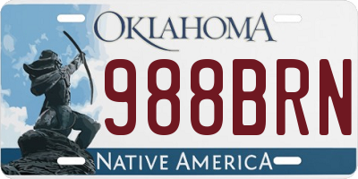 OK license plate 988BRN