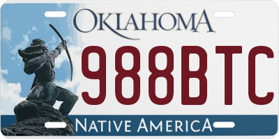 OK license plate 988BTC