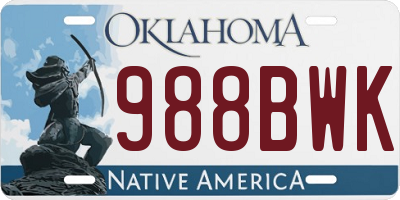 OK license plate 988BWK