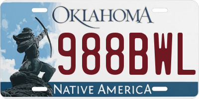 OK license plate 988BWL