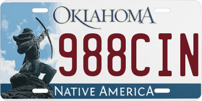 OK license plate 988CIN