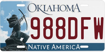 OK license plate 988DFW