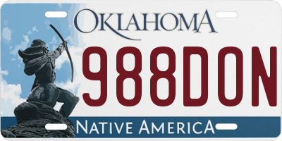 OK license plate 988DON