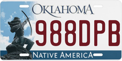 OK license plate 988DPB