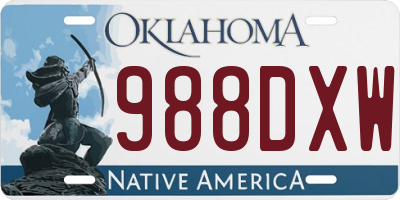 OK license plate 988DXW