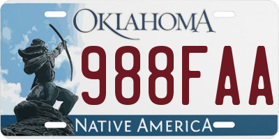 OK license plate 988FAA