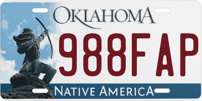 OK license plate 988FAP