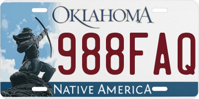 OK license plate 988FAQ