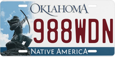 OK license plate 988WDN