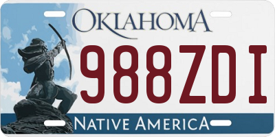 OK license plate 988ZDI