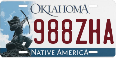 OK license plate 988ZHA
