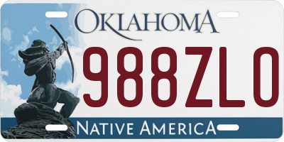 OK license plate 988ZLO