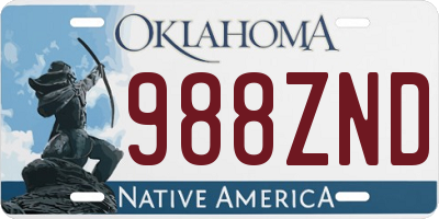 OK license plate 988ZND