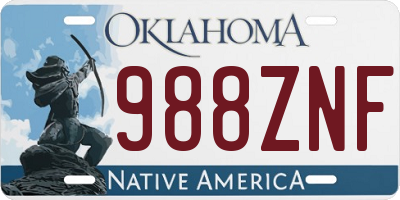 OK license plate 988ZNF