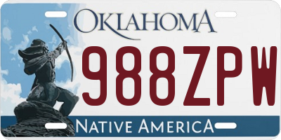 OK license plate 988ZPW