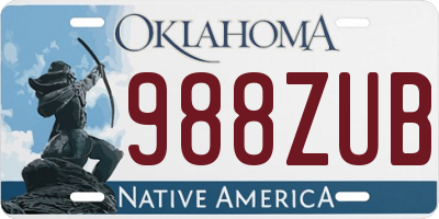 OK license plate 988ZUB