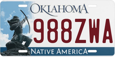 OK license plate 988ZWA
